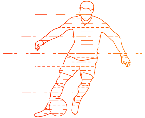Line drawing of a football player