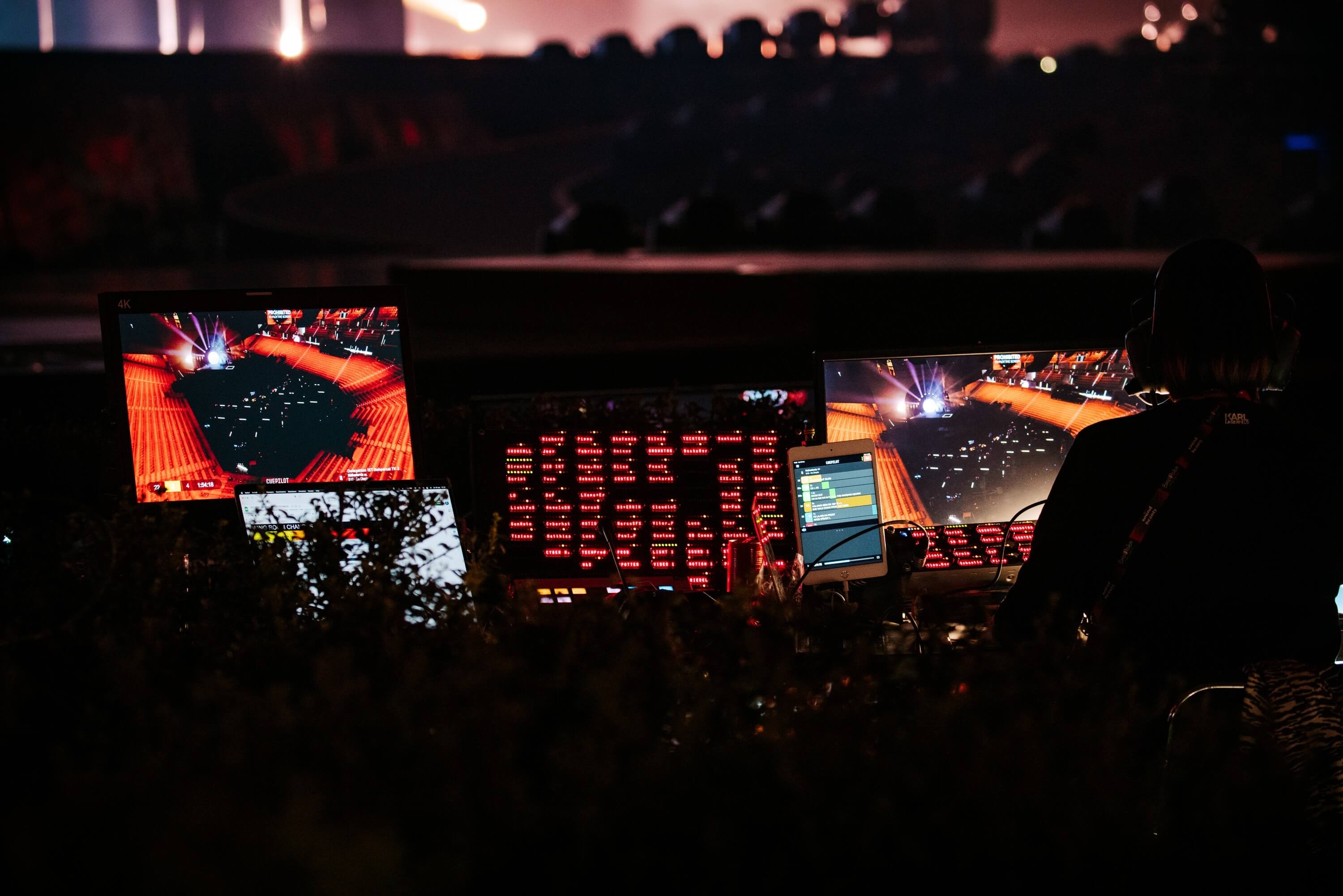 Production control screens at the Eurovision Song Contest 2022