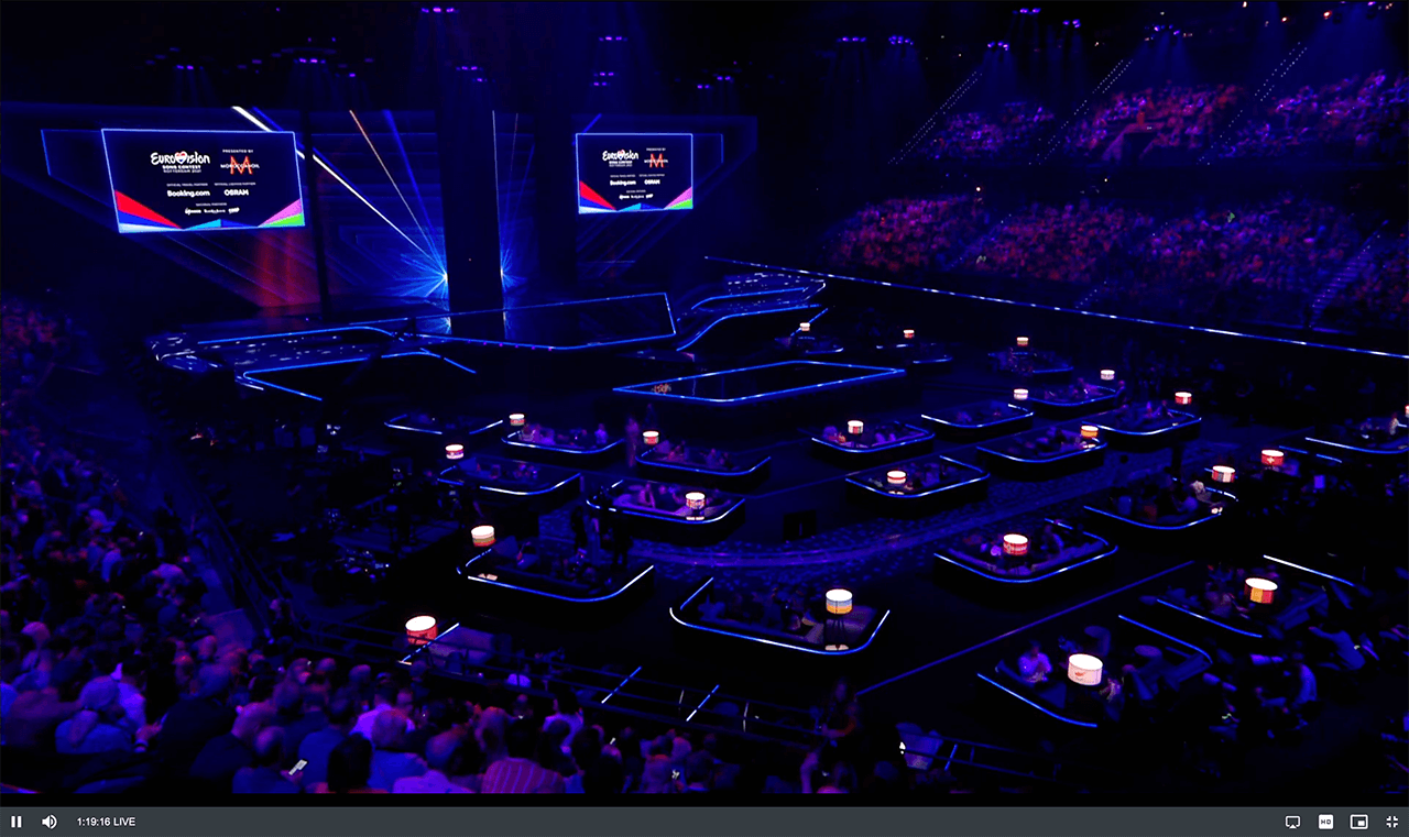 Eurovision Song Contest Eurovision Song Contest arena and stage in the live stream