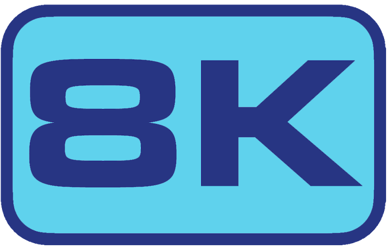 8K icon for 4K and 8K streaming quality