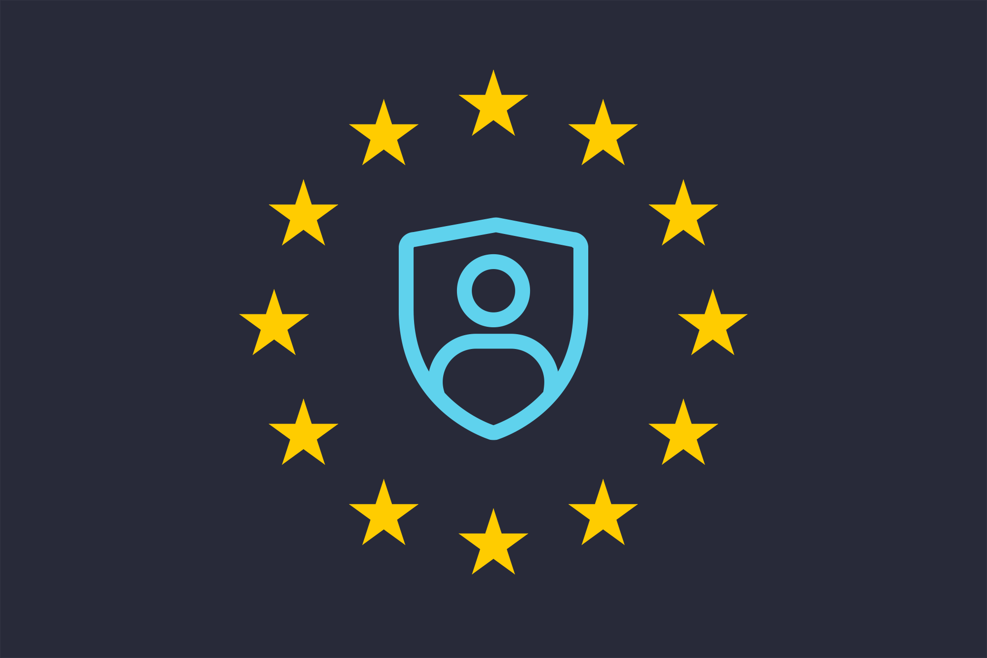 EU stars around a shield with a person icon, symbolising data protection