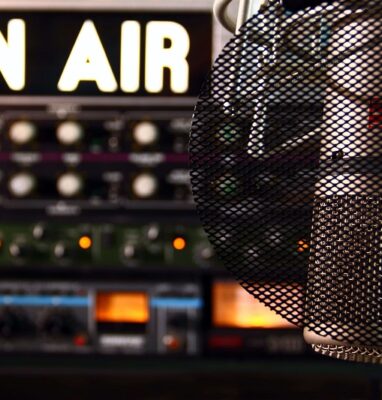 'On Air' sign and studio microphone, radio streaming for Broadcast Partners