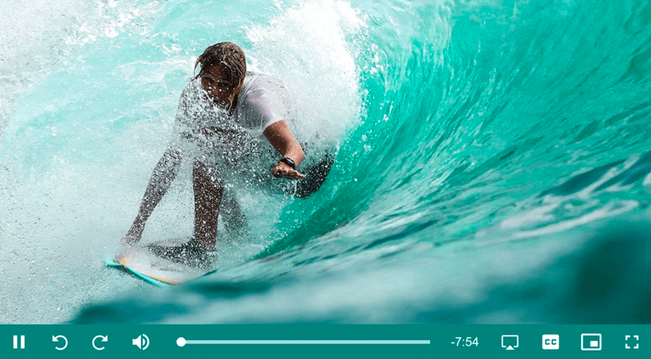 Privacy Player Pro interactive video player playing a surfing video