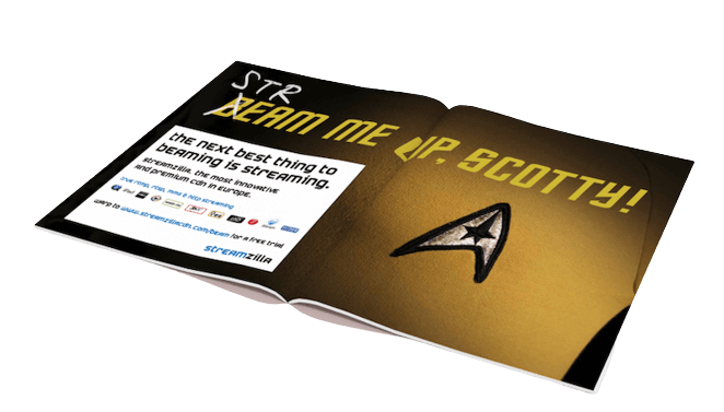 StreamZilla Beam me up, Scotty magazine advertisement