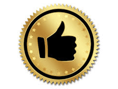 Gold thumbs-up seal for the Editors' Pick award by a streaming magazine