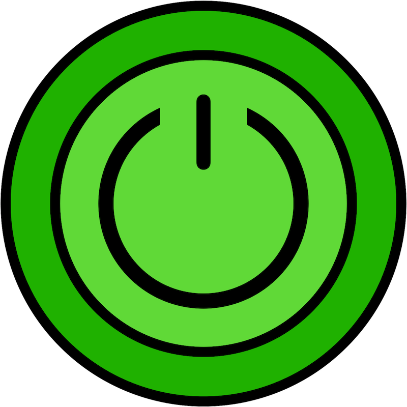 Green power button icon, Jet-Stream Cloud runs on green power