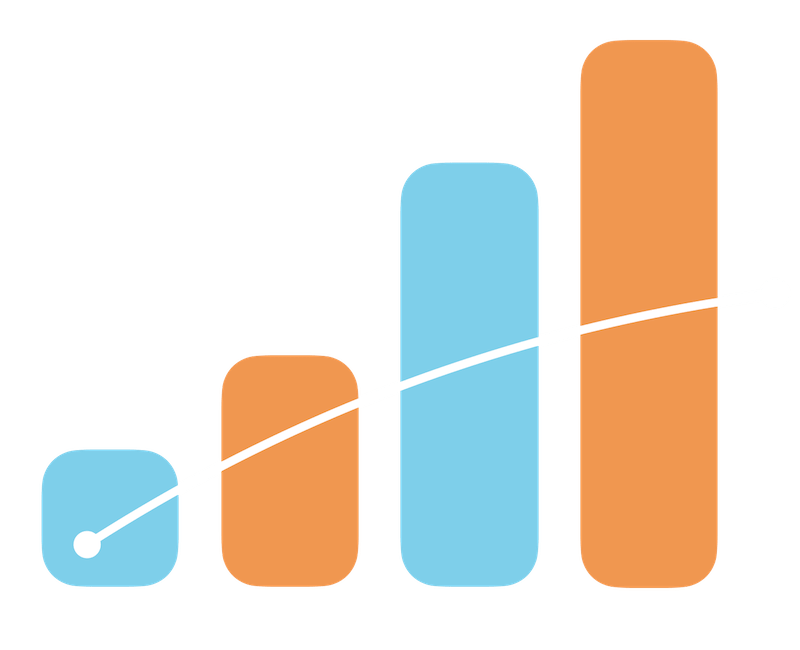 Bar chart with a rising curve illustrating low-cost streaming traffic