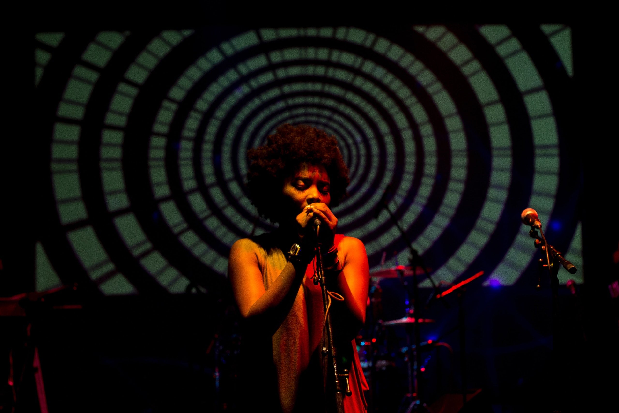 Singer performing on stage, high-quality music streaming with Privacy Player Pro