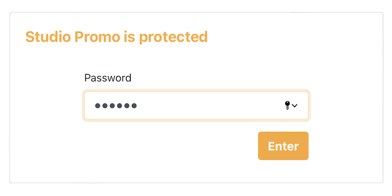 Password prompt 'Studio Promo is protected' for a password-protected video stream