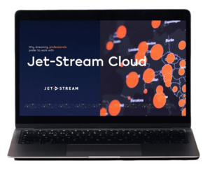 Jet-Stream Cloud brochure cover shown on a laptop screen