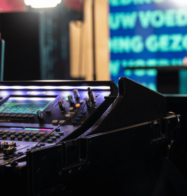 Broadcast mixing console in a TV studio, cover for why streaming is strategic for broadcasters