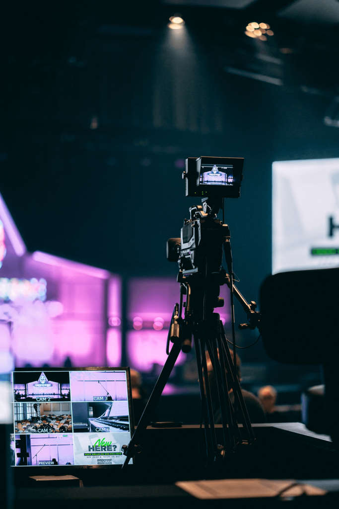 Broadcast camera filming in a studio, Jet-Stream broadcast grade streaming service