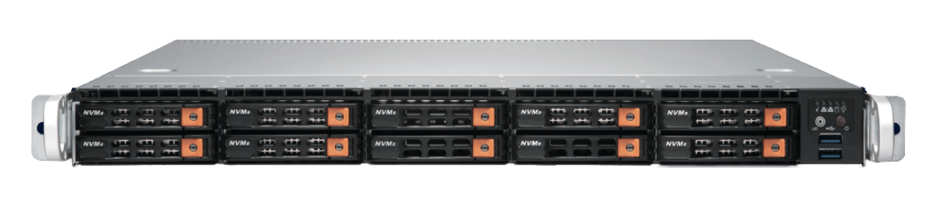 Rack-mounted server running MaelStrom hybrid transcoder for on-premises live transcoding