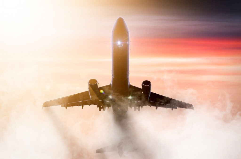 Airplane taking off above the clouds, illustrating Jet-Stream OS on top of your CDN