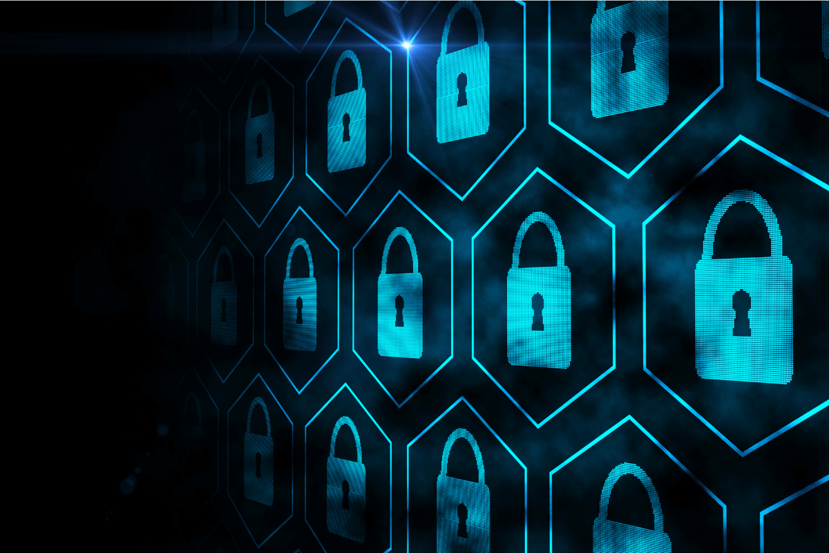 Digital padlocks representing DRM content protection