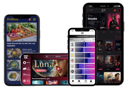 Several branded OTT mobile apps for recipes, films and music on phones