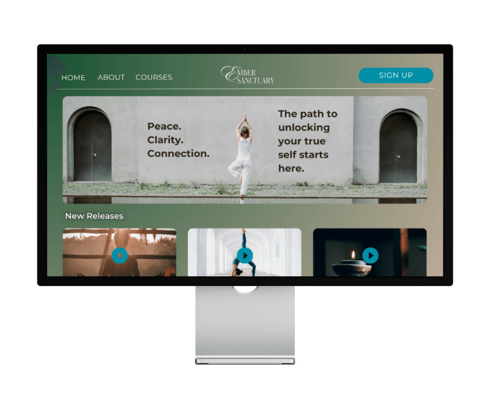 Customisable OTT platform website design shown on a desktop monitor