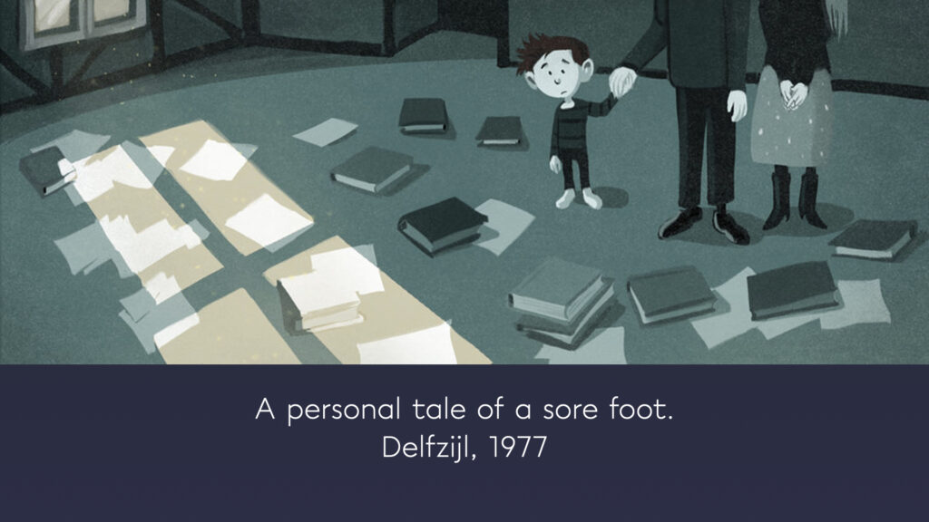 Presentatieslide: een persoonlijk verhaal over een zere voet, Delfzijl 1977