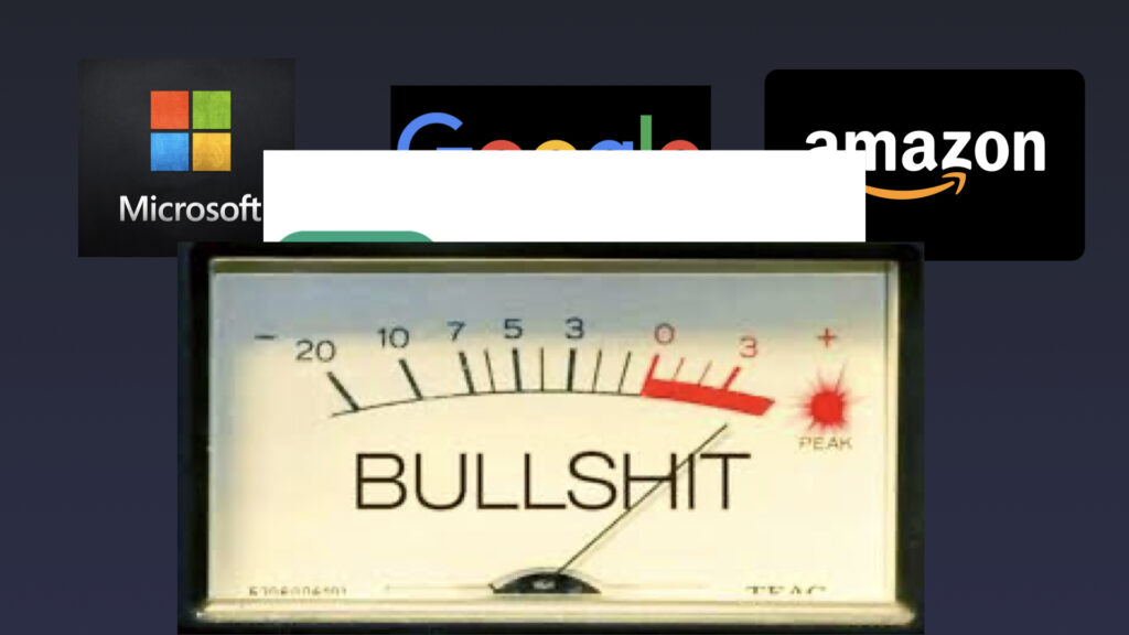 Bullshitmeter in de rode zone voor logo's van Microsoft, Google en Amazon: soevereiniteitsclaims van Amerikaanse clouds